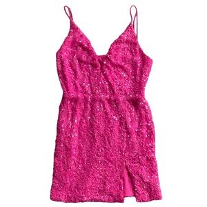 💖 Lucy In The Sky hot pink, sequin, mini dress sz M
